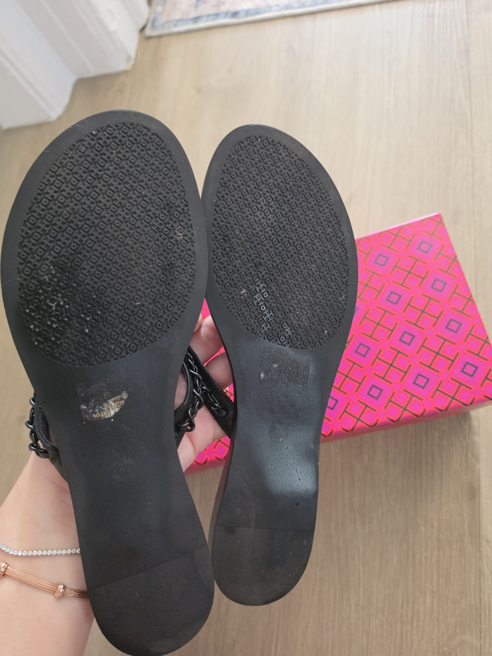 Tory Burch Black Braided Leather Flip Flop Sandals - Picture 5 of 9